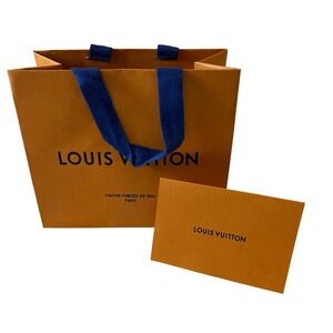 Louis Vuitton Small Orange Paper Shopping Gift Bag and Empty Card Holder